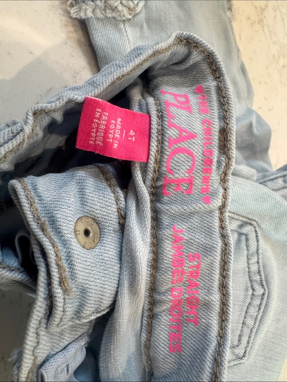 Children’s Place size 4T Light Blue Frayed Hem Jeans